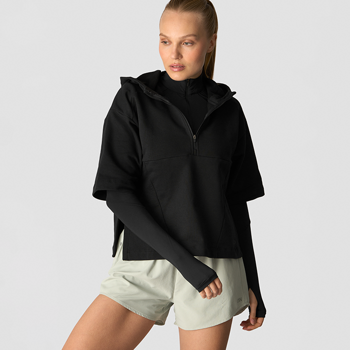 Mirage Mid Sleeve Hoodie Wmn,Black