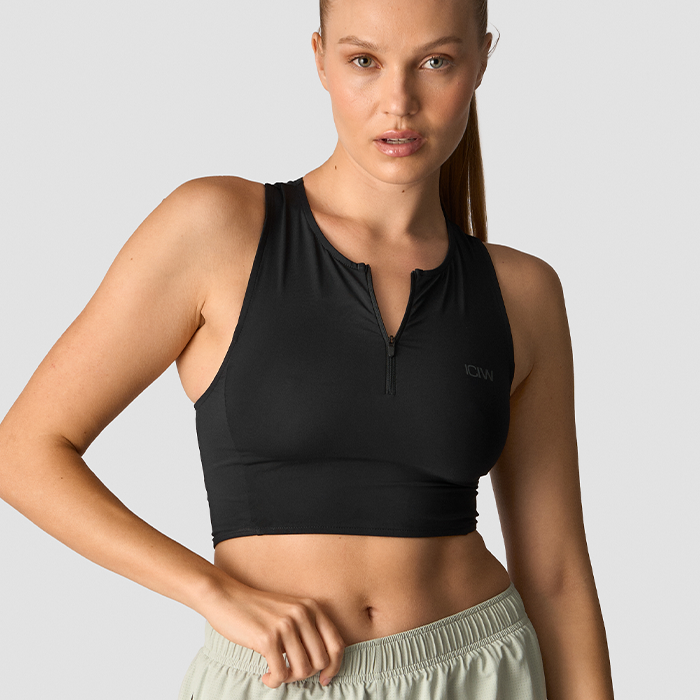 Mirage Cropped 1/4 Zip Tank Top Wmn, Black 9609