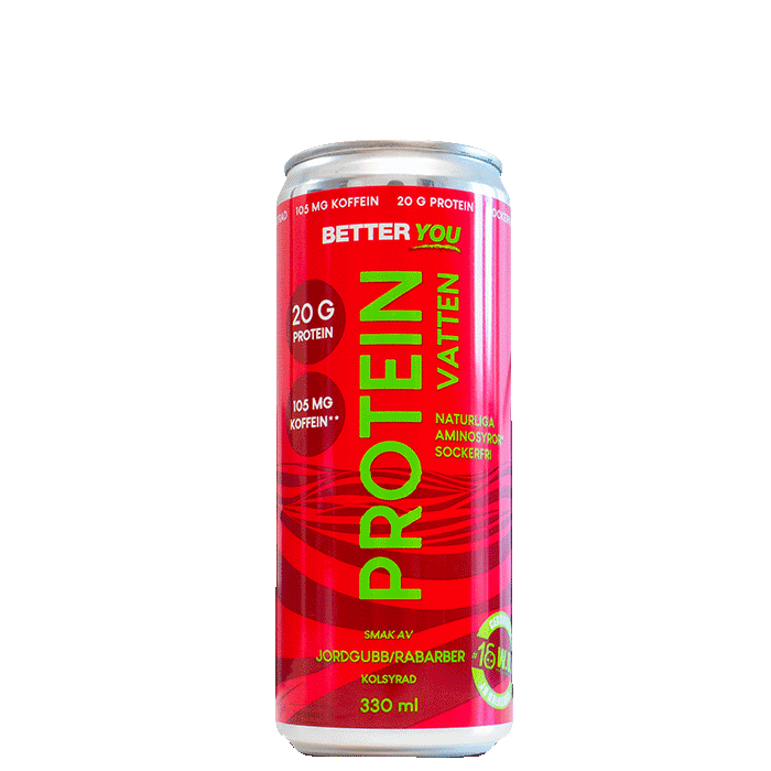 Läs mer om Proteinvatten Koffein - Jordgubb/Rabarber, 330 ml
