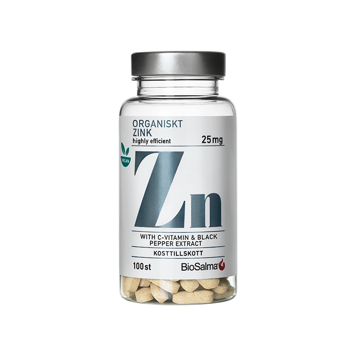 BioSalma Zink 25mg + C-vitamin & Svartpeppar 100 tabletter
