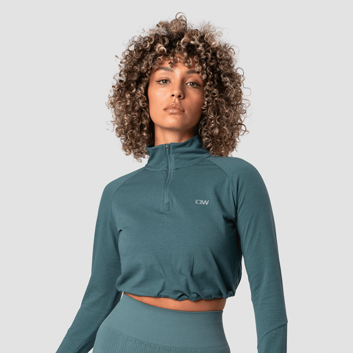 Läs mer om Define Cropped 1/4 Zip Adjustable, Jungle Green