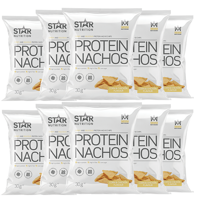 Bild av 10 x Protein Nachos, 30g, Corn and Chicken, Kort datum