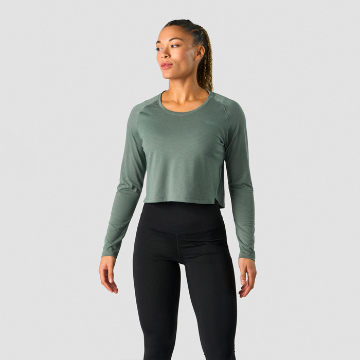 ICANIWILL Stride Cropped Long Sleeve Sea Green