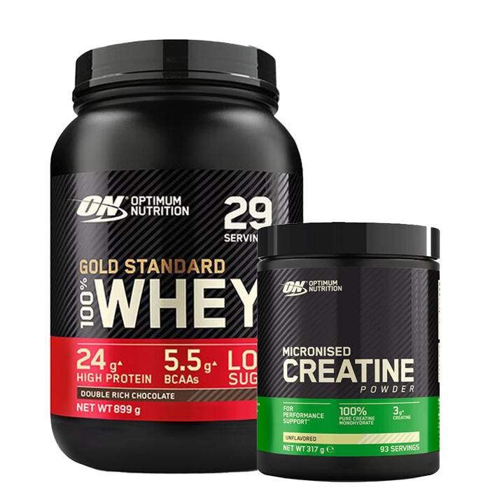 Optimum Nutrition 100% Whey Gold Standard Vassleprotein 908 g + Creatine Powder, 300 g