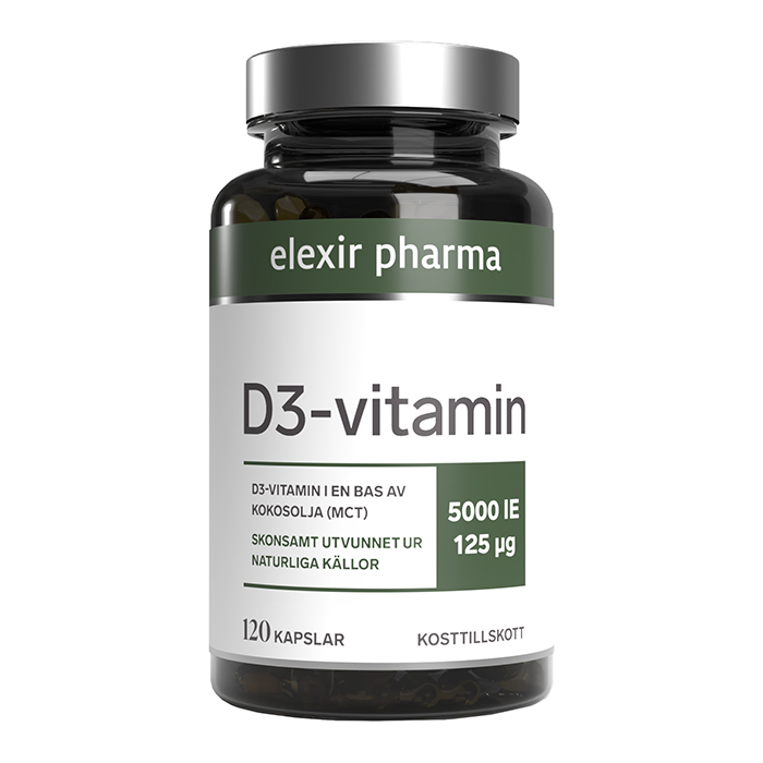 Elexir Pharma D3-Vitamin 5000IE 120 kapslar