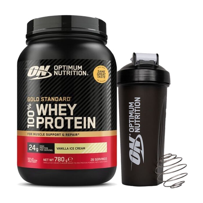 Optimum Nutrition 100% Whey Gold Standard 780 g + Shaker på köpet