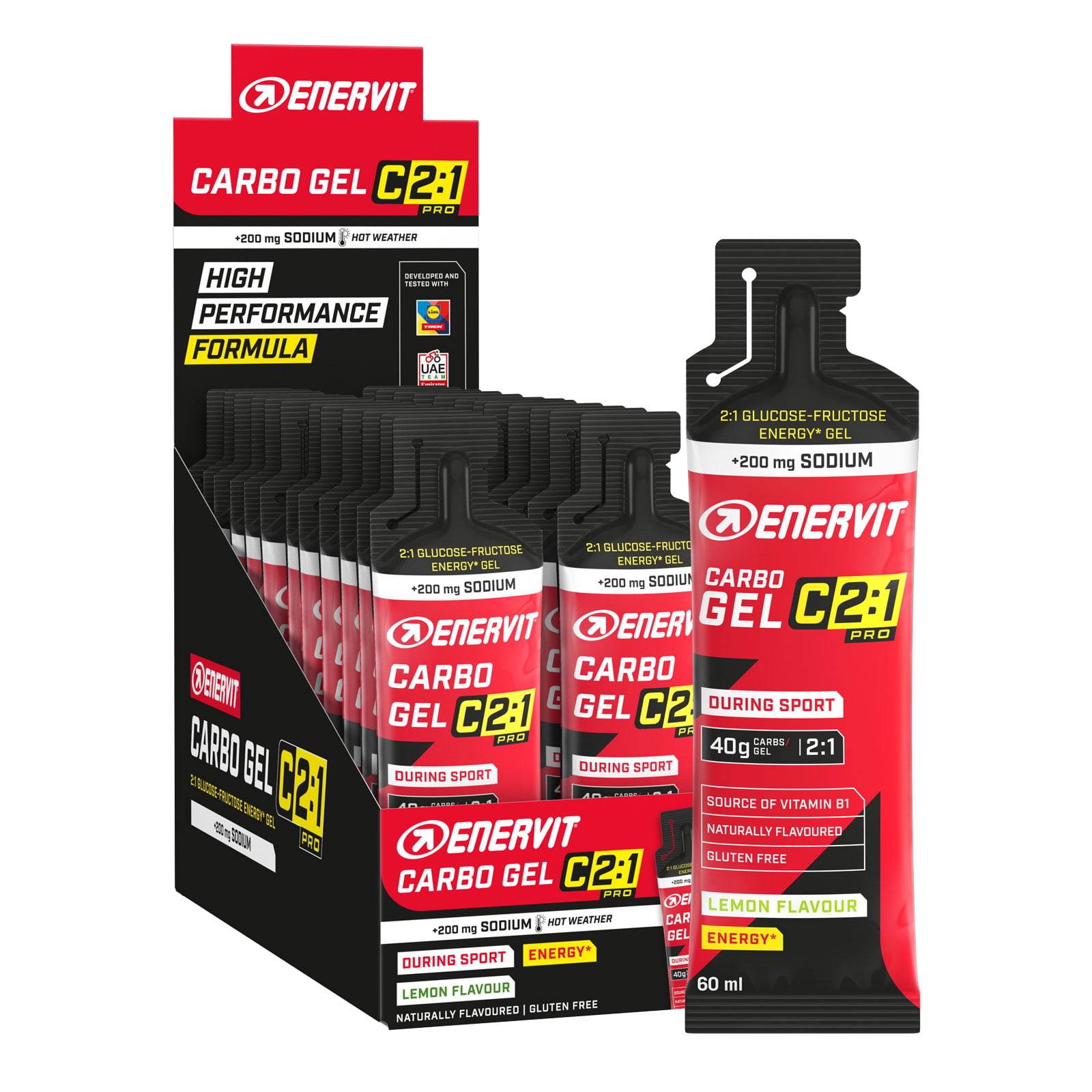 24 x ENERVIT C2:1 Carbo Gel Lemon Sodium 60ml
