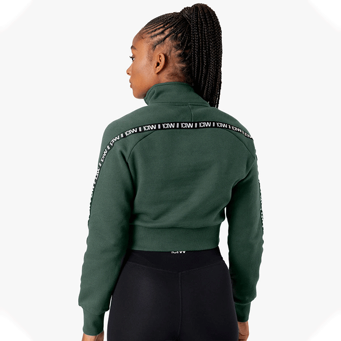 Essential Cropped Logo Sweater Moss