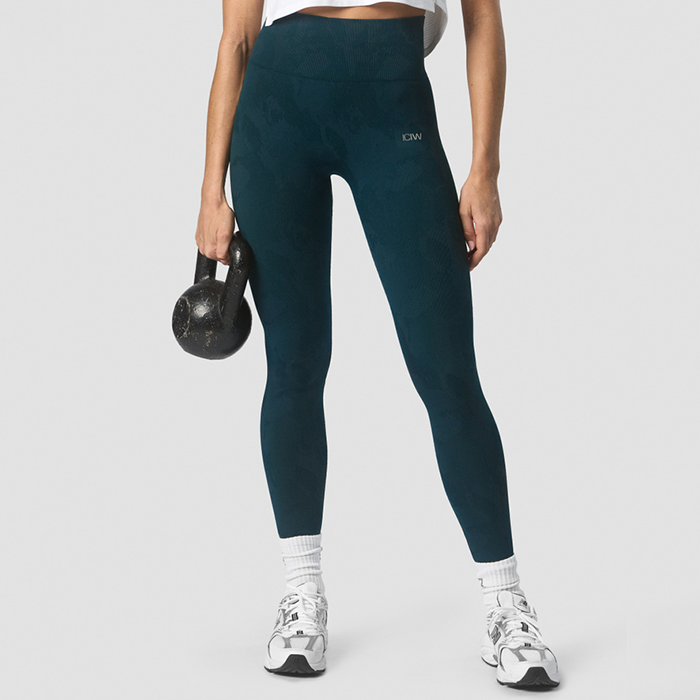 Camo Seamless Tights, Dark Teal 4949