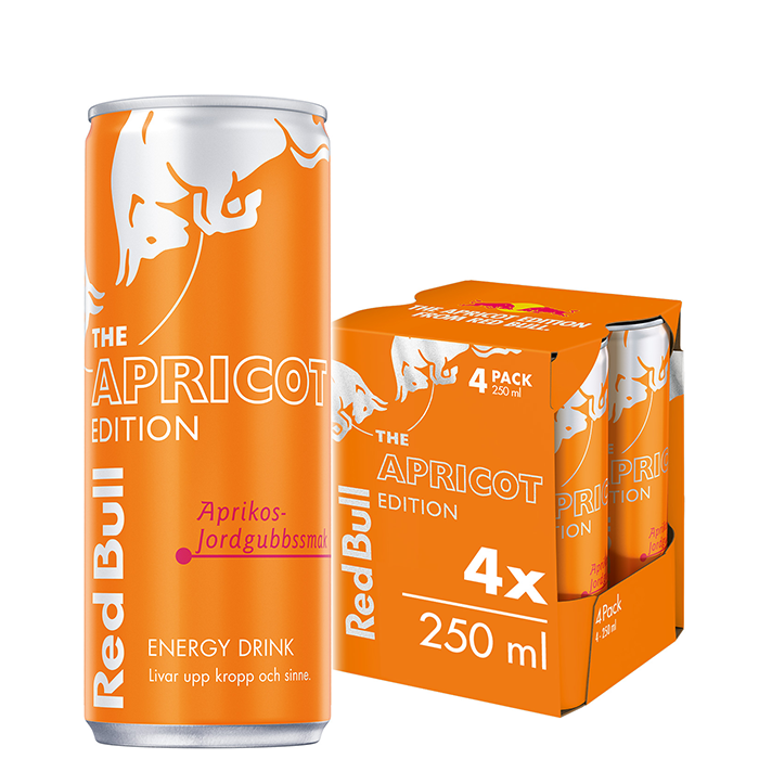 4 x Red Bull Energidryck, 250 ml, Apricot Edition