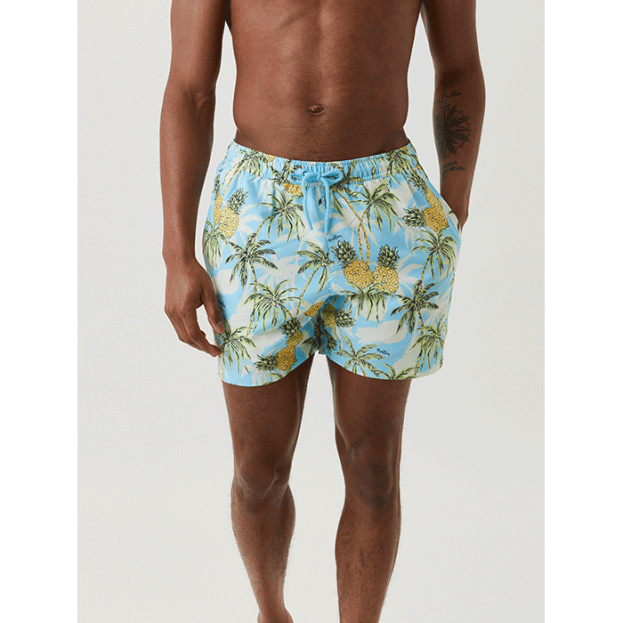 Borg Print Swim Shorts BB Tropicana Blue