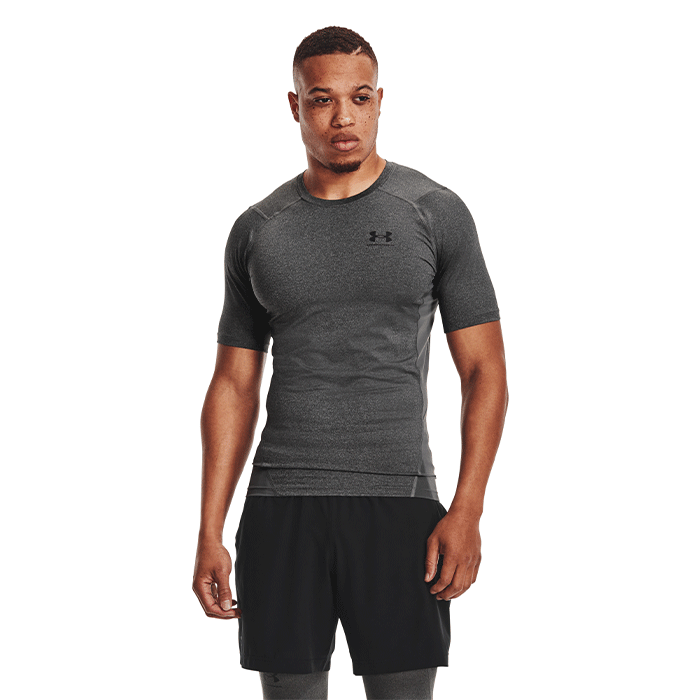 UA HG Armour Comp SS,Carbon Heather