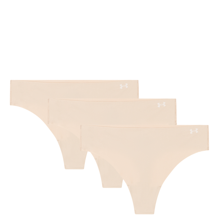 Women's UA Pure Stretch 3-Pack No Show Thong, Beige