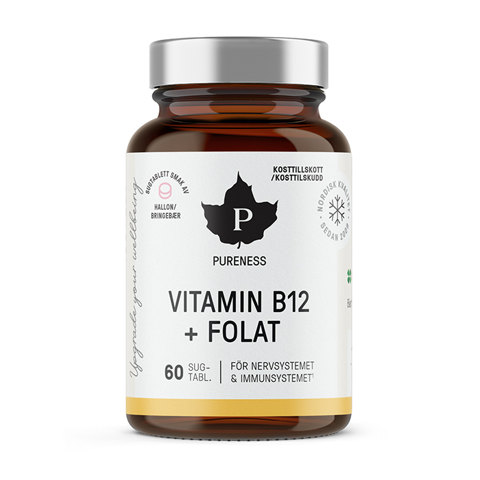 Pureness Vitamin B12 + Folat Hallon 60 sugtabletter
