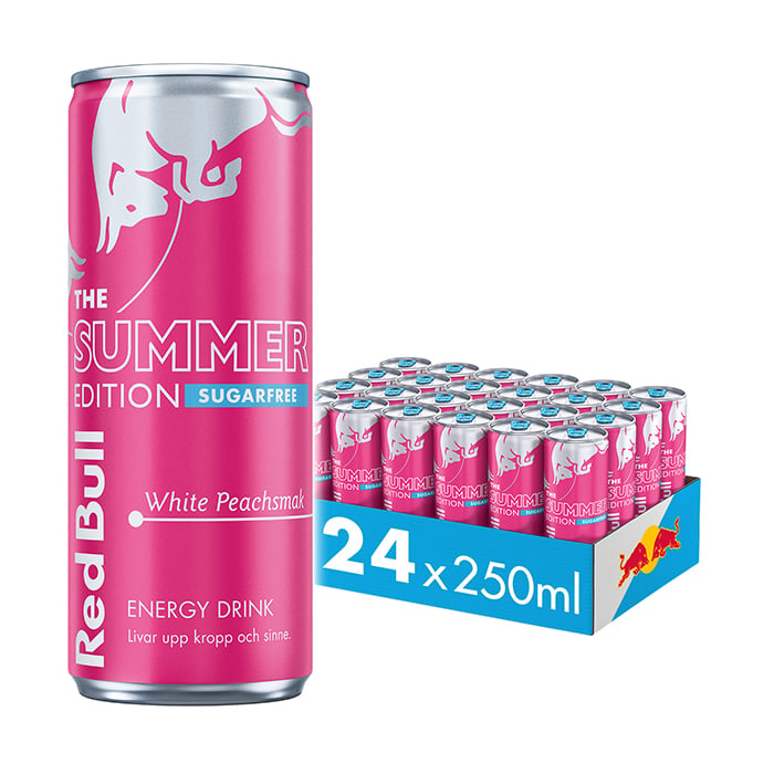 24 x Red Bull Energidryck, 250 ml, White Peach Sugarfree