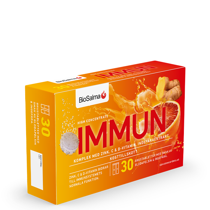 BioSalma Immun C+D-vitamin Zink 30 brustabletter