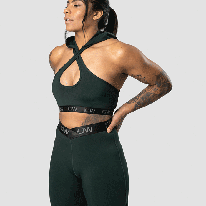 Ultimate Training Hoodie Sports Bra, Deep Green