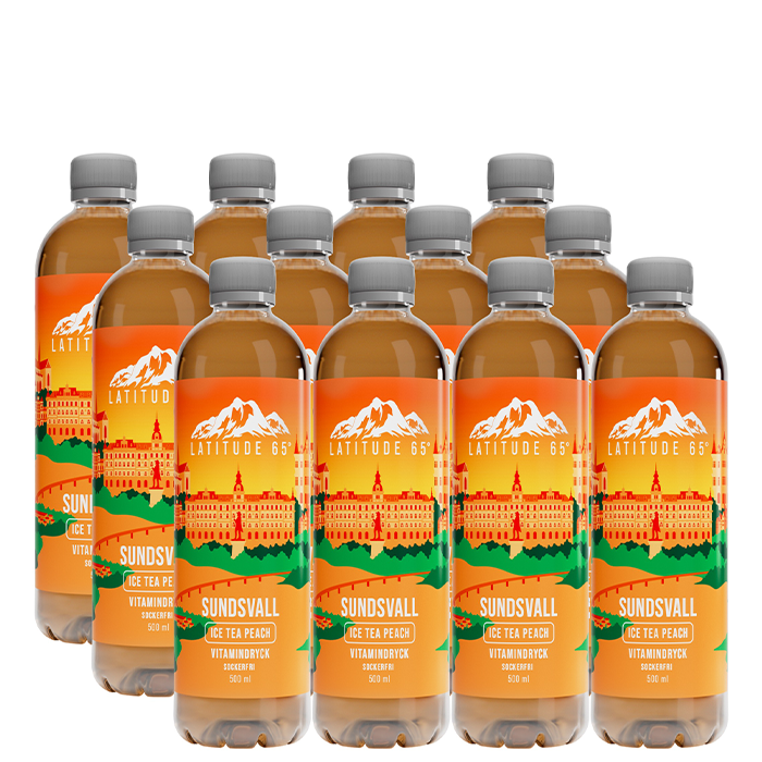 12 x Latitude 65, Vitaminvatten, 500 ml, Sundsvall/Ice tea peach