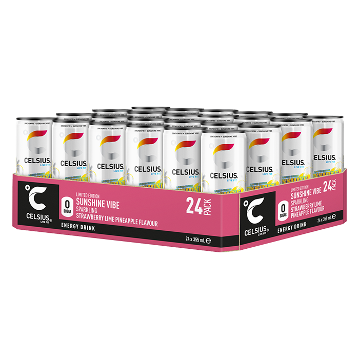 24 x Celsius, 355 ml 2 kr pant Sunshine Vibe