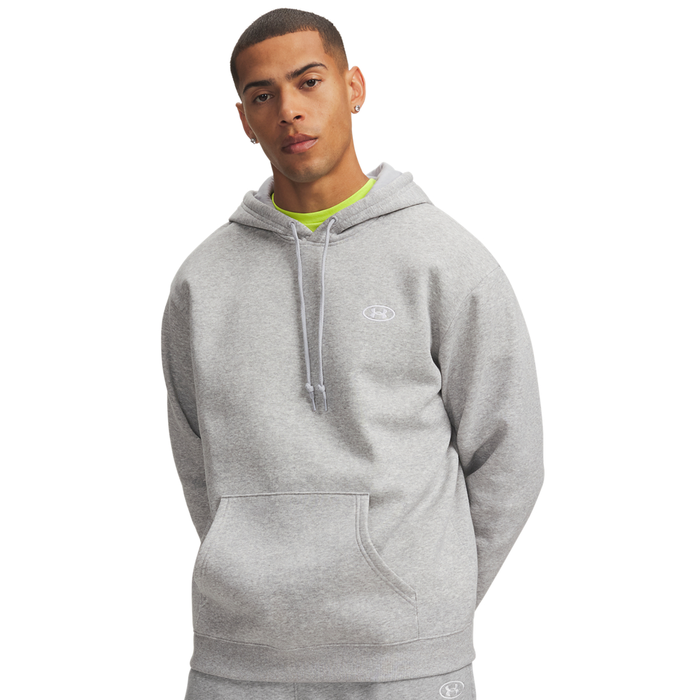 UA Rival Flc Hoodie Black Medium Heather Grey