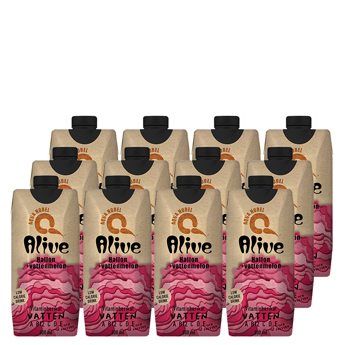 12 x ALIVE,500 ml,Hallon/Vattenmelon Koffeinfri