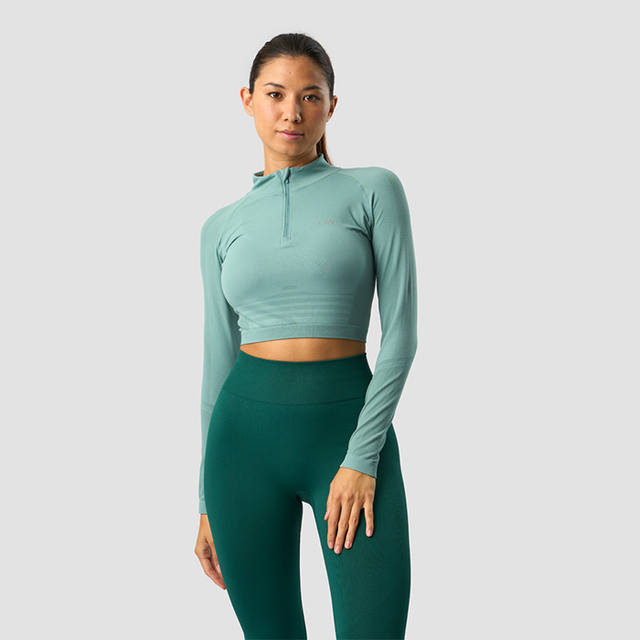 ICANIWILL Define Cropped 1/4 Zip Mineral Green