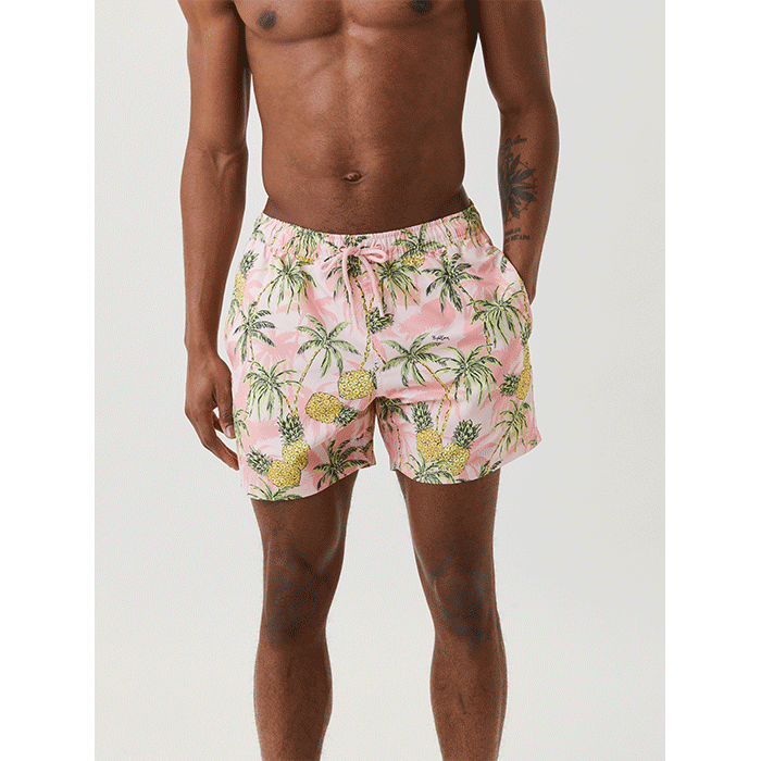 Borg Print Swim Shorts BB Tropicana Pink