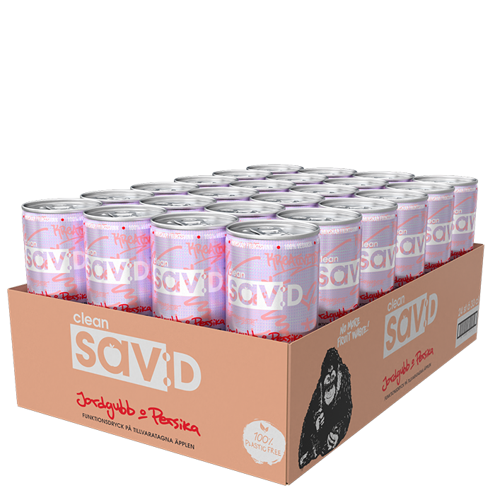 24 x Clean sav-D,330 ml,Kreativ Jordgubb/Persika