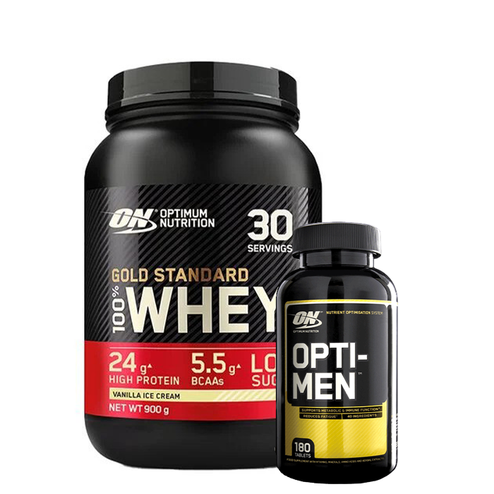 100%Whey Gold Standard Vassleprotein 908 g Opti-Men,180 Tabletter