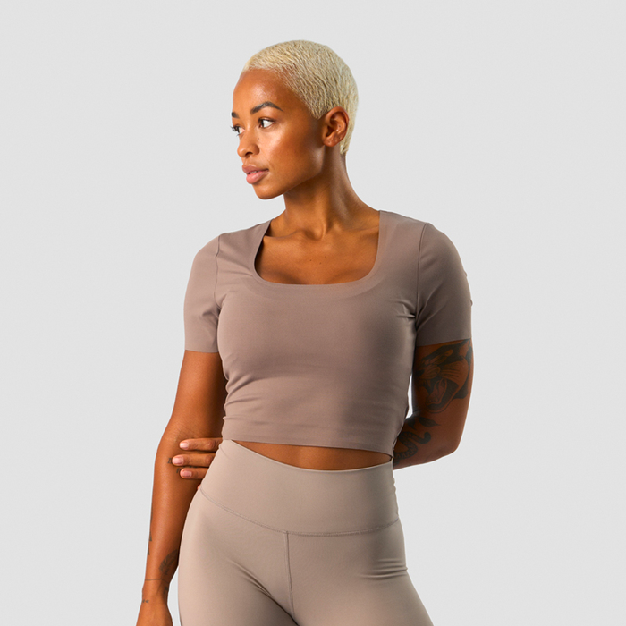 Läs mer om Nimble Soft Cropped T-shirt, Dusty Brown
