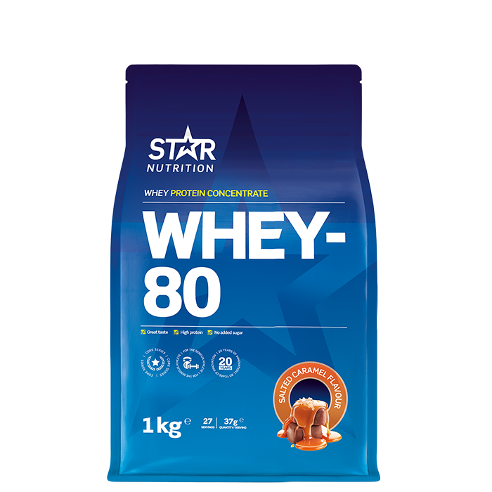 Star Nutrition Whey-80 Vassleprotein 1 kg, Salted Caramel