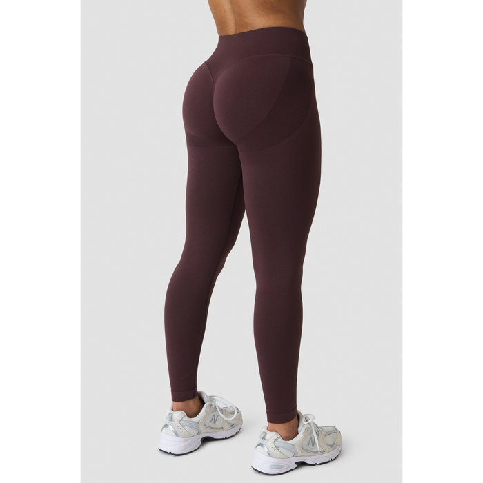 Smooth Seamless V-formade Tights Mid Rise Brun