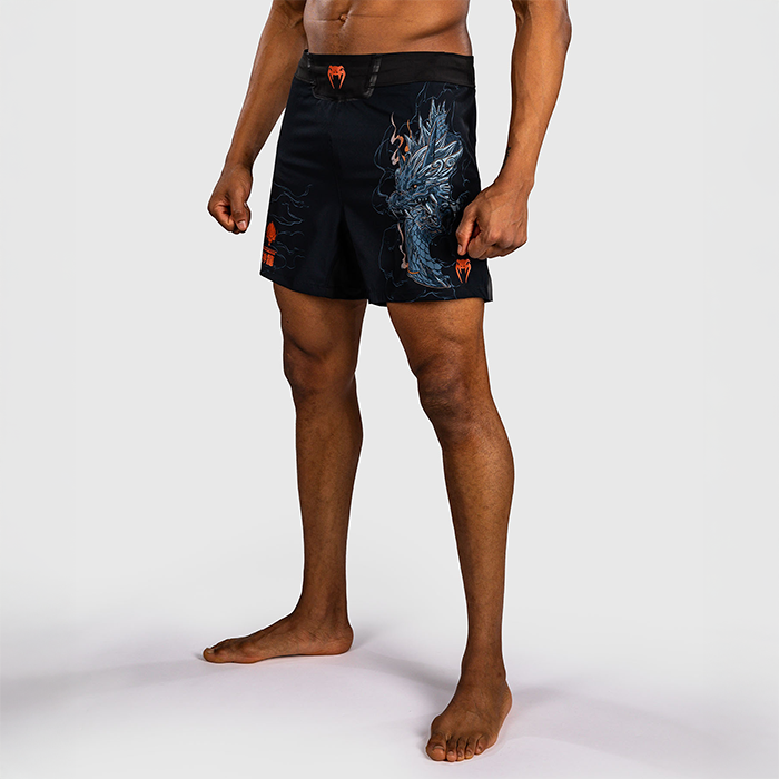 Venum Thunder Dragon Fightshorts Svart Gr&aring; Koppar