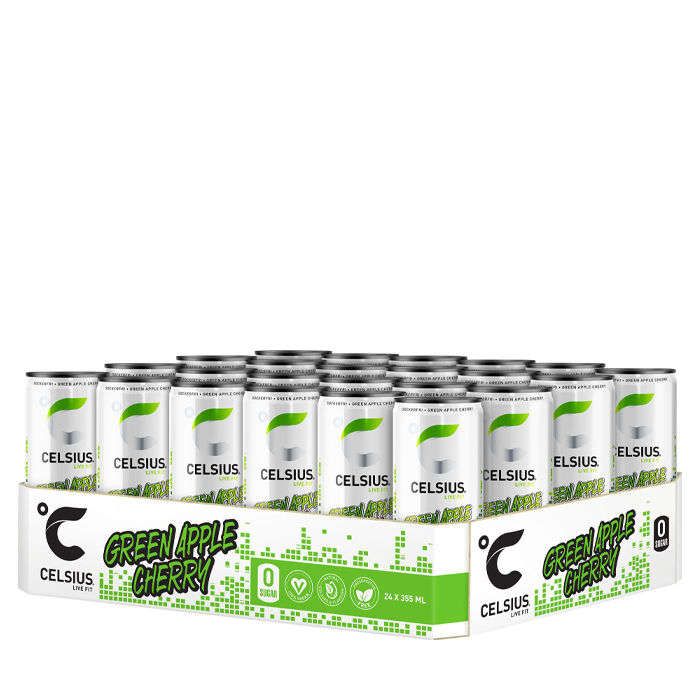 24 x Celsius Energidryck 355 ml Green Apple Cherry