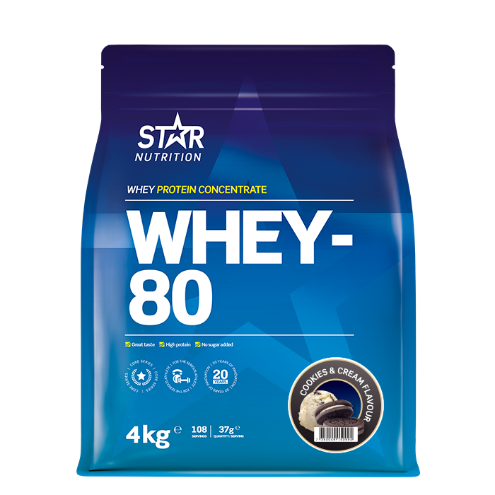 Star Nutrition Whey-80 Vassleprotein 4 kg, Cookies och Cream