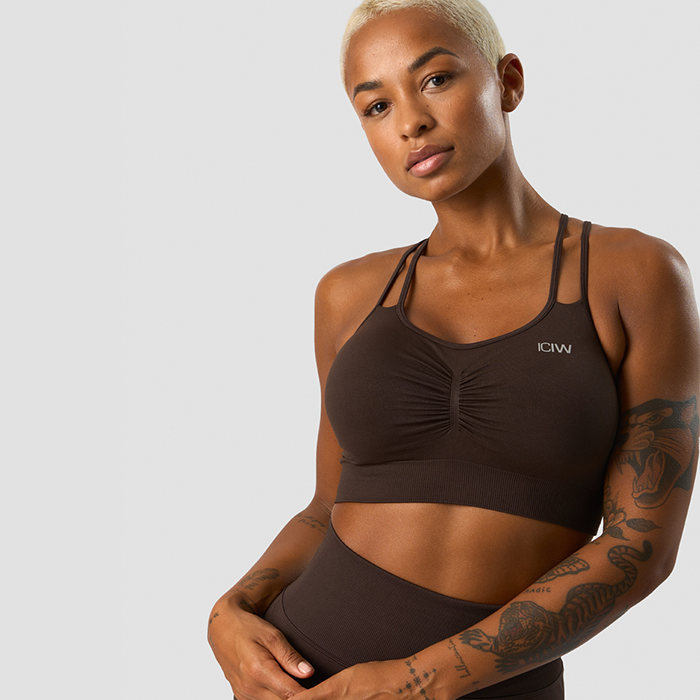 Define Seamless Scrunch Sports Bra, Dark Brown