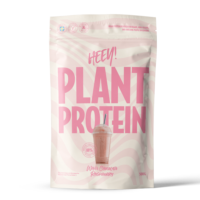 Heey! Veganskt Protein 500 g, Vitchoklad Hallon