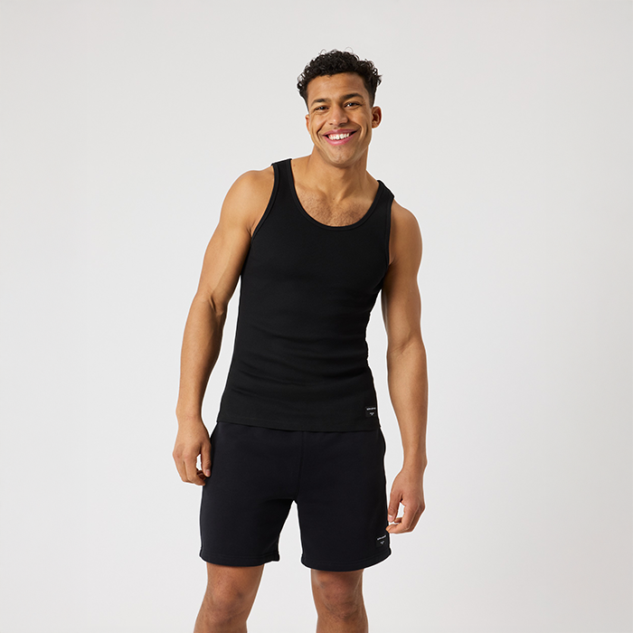 Centre Ribbed Linne Svart
