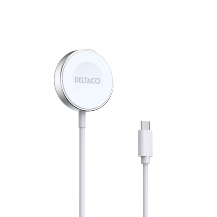 Laddare f&ouml;r Apple Watch och Samsung Galaxy Watch med USB-C-kabel 1 m Vit