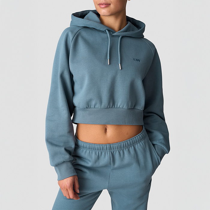 Everyday Cropped Hoodie Blå