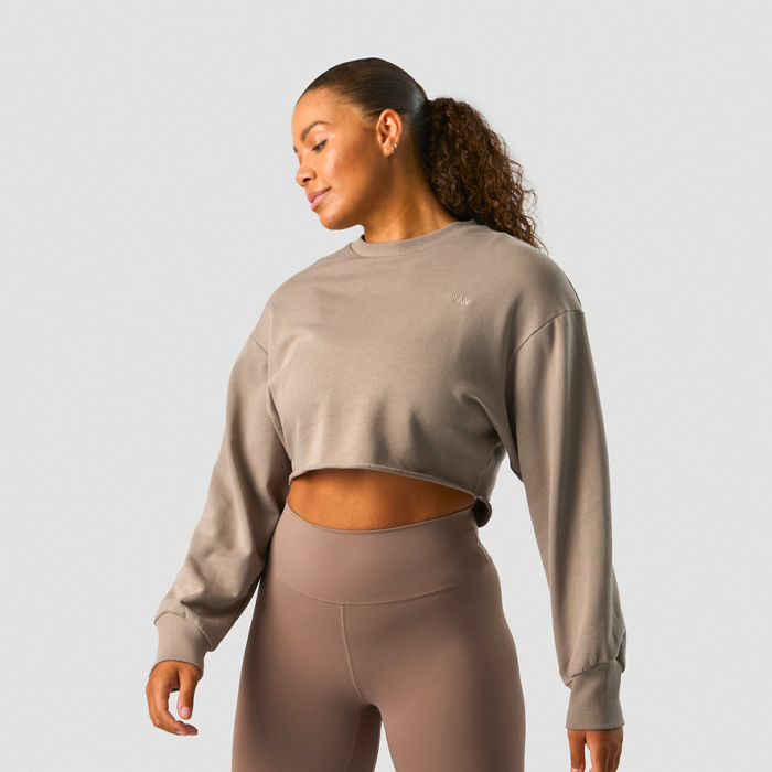 Nimble Cropped Crewneck, Greige