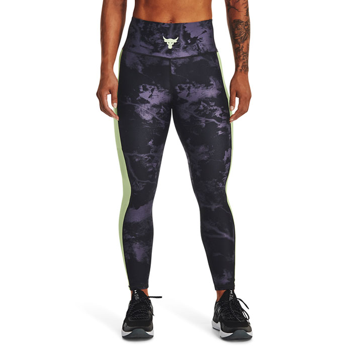 Läs mer om UA Project Rock HG Ankle Legging, Black/Tempered Steel/Green