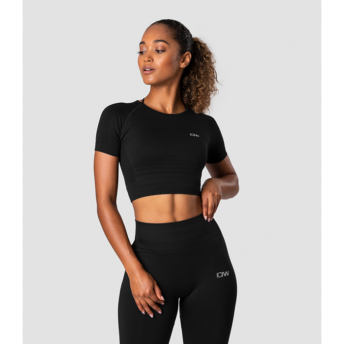 Define Seamless Cropped T-shirt Wmn,Black