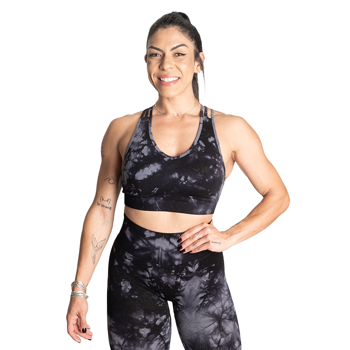 Entice Sports Bra, Black Tie Dye