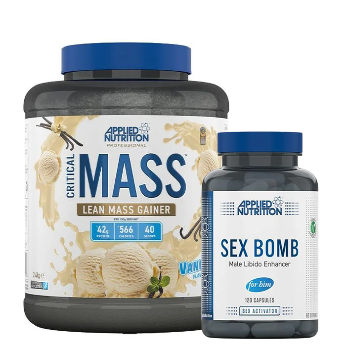 Critical Mass Gainer 2,4 kg Vanilla Testo Bomb Enhancer 120 Kapslar