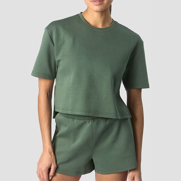 Revive Heavy Cropped T-Shirt Wmn,Dark Green