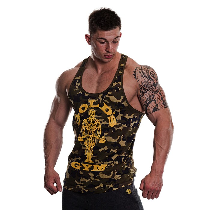 Bild av Golds Gym Muscle Joe Camo String Vest, Green/Camo