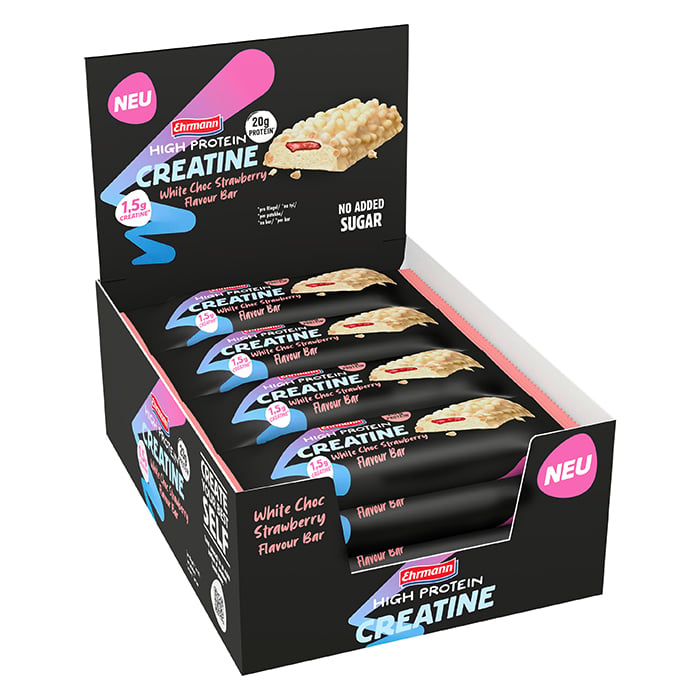 High Protein Creatine Bar Proteinbar 12 x 60 g white_choc_strawberry