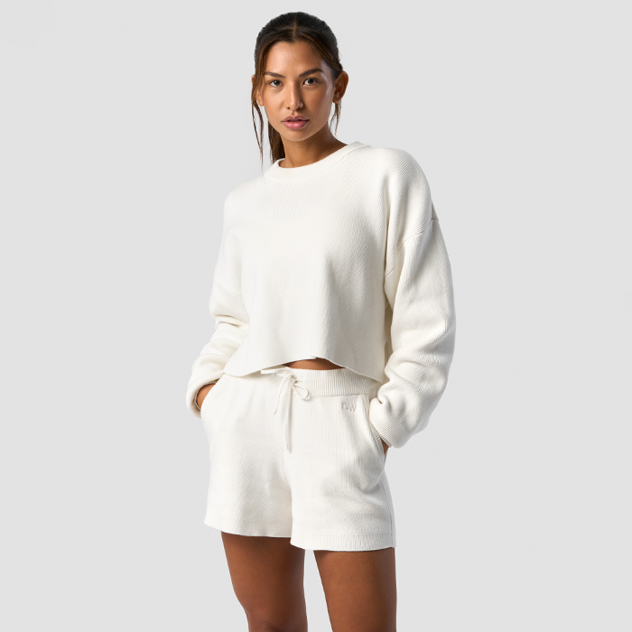 Soft Knit Cropped Crewneck, White