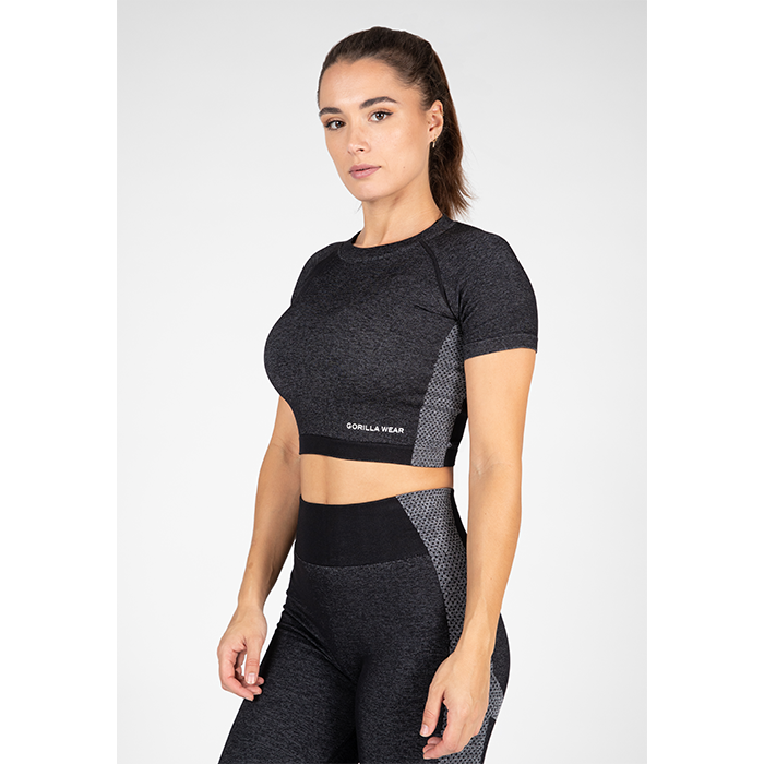 Selah Seamless Crop Top,Black